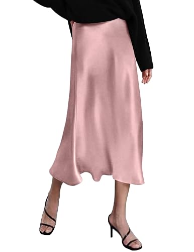 Women's High Waist Elegant Satin Midi Skirt